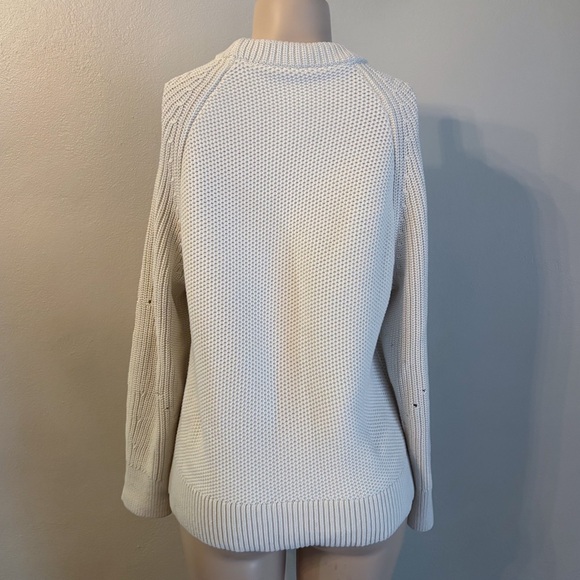Lululemon Honeycomb Crewneck Oversized Sweater 3D Knit Cotton Bone Cream Sz XS - Picture 6 of 9
